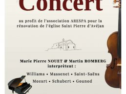 Concert Piano et violon pour la rénovation de l'église Saint Pierre d'Avéjan 