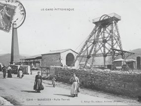 carte postale du puits Terret à Bessèges © parcours de médiation de la mine de Bessèges